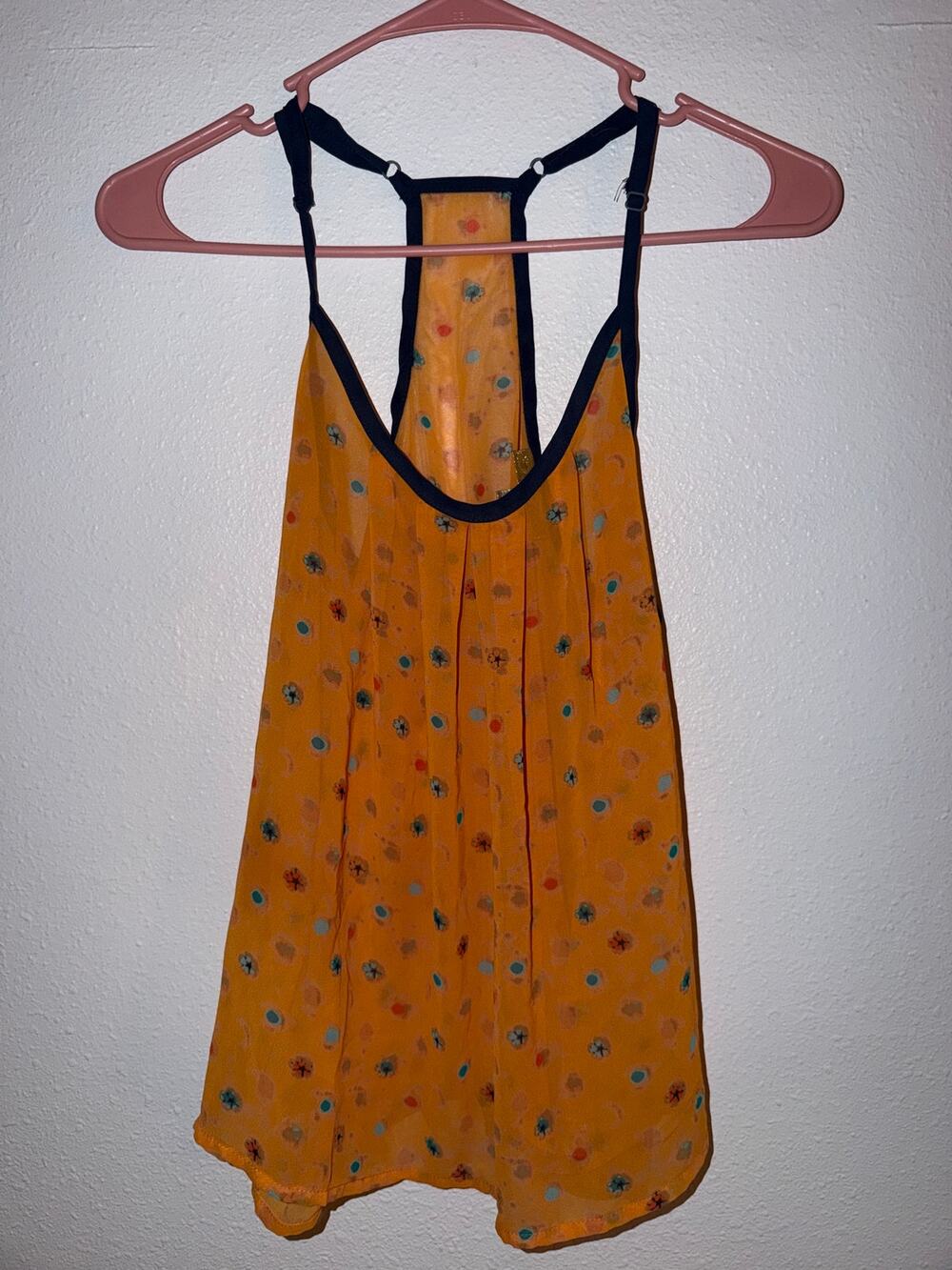 Princess Vera Wang Y2K Yellow Fun Boho Floral Print Flowy Tank Top Size Medium